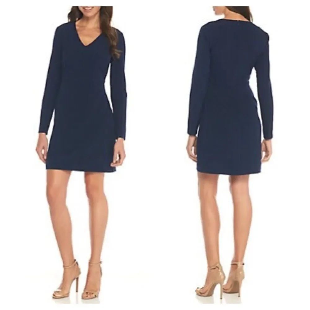Charles Henry Long Sleeve Wrap V-Neck Dress Sz M
